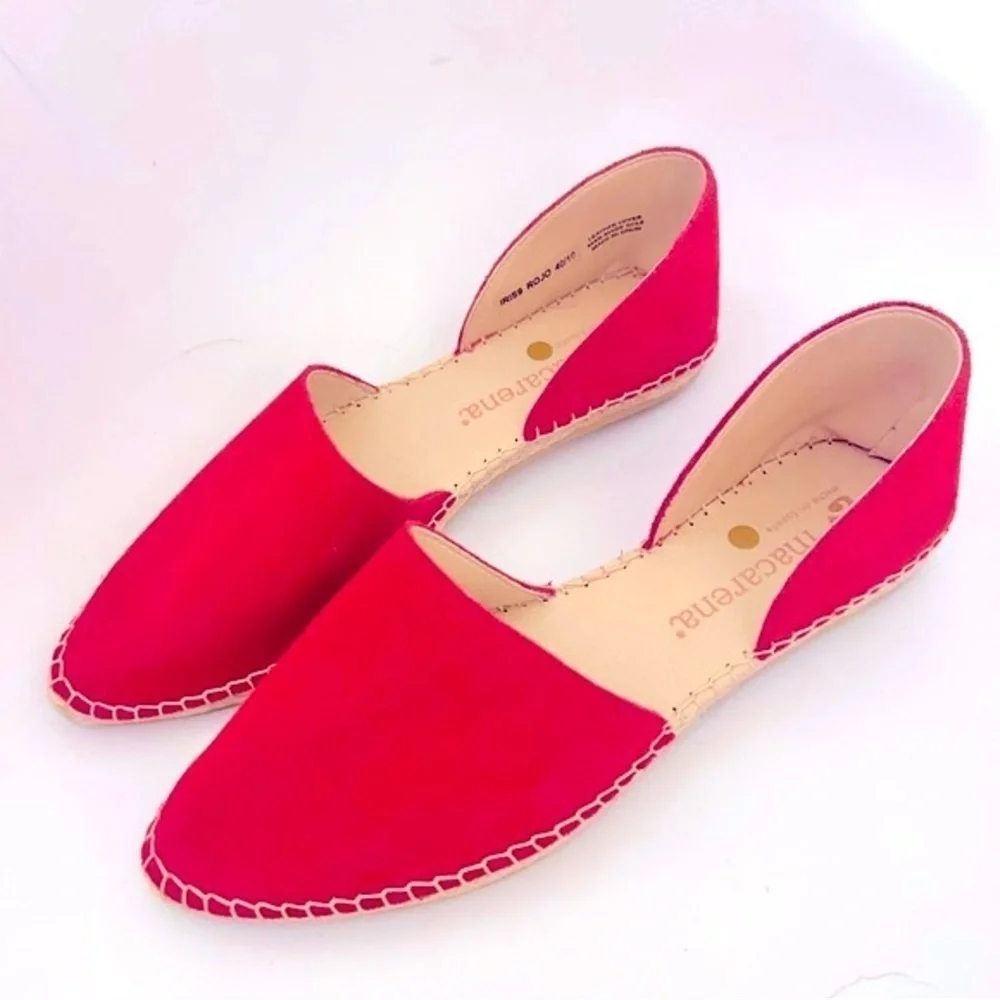 MACARENA Spain Carmen Red Suede Espadrille Flat Size 40 us 9.5 NWOB